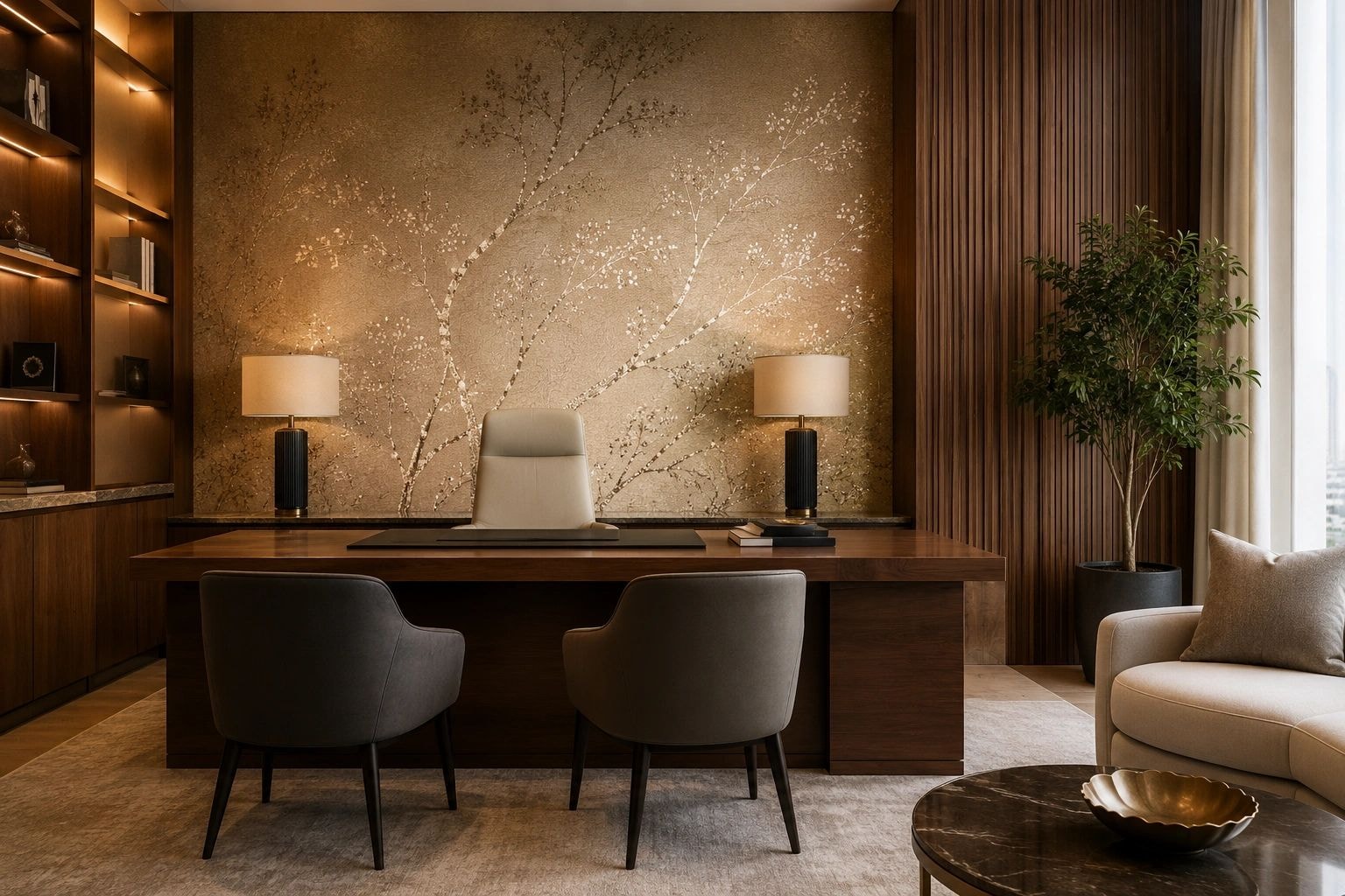 Luxury wallpaper bedroom interior design